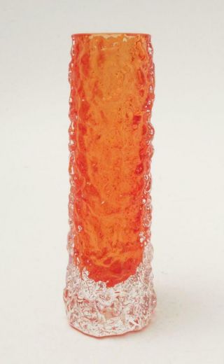 Whitefriars Glass Orange Textured Bark Vase Geoffrey Baxter 9729 Mid Century