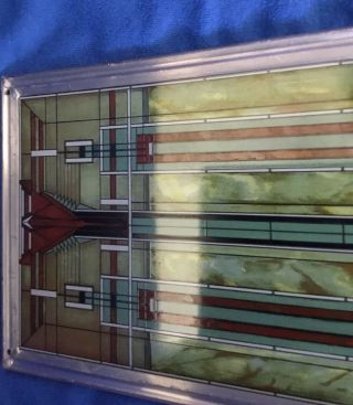Frank Lloyd Wright - Bradley House Skylight Stained Glass Panel 13 1/8”X 7” EUC 7