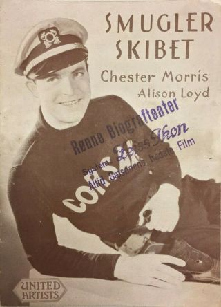 Corsair Chester Morris Thelma Todd Fred Kohler 1931 Vtg Old Danish Movie Program