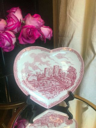 2 Johnson Bros Old Britain Castles Pink,  Heart Shaped Plates,  9 " Dia.