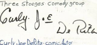 Curly Joe Derita Comic Actor Movie Autographed Signed Cut Jsa