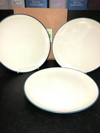 Noritake Colorwave Blue 8484 Dinner Plates 10 - 1/2 " Set Of 3
