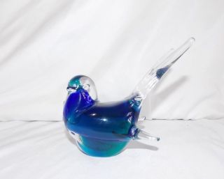 Murano Signed Blue & Clear Glass Bird By V.  Nason & C.  Murano Made In Italy
