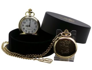 Jam Paul Weller Signed 24k Gold Clad Pocket Watch And Chain Luxury Gift Case