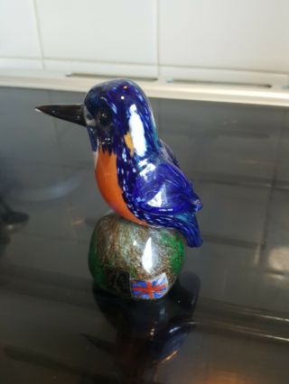 Langham Glass Kingfisher Signed By Paul Miller 2