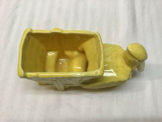 Vintage McCoy Art Pottery Yellow Pelican Pulling Cart Planter - Early 1940 ' s 7