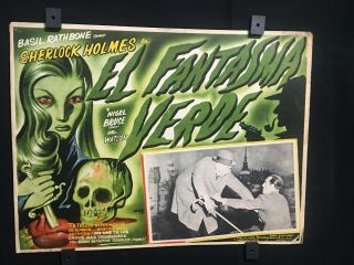 1945 The Woman In Green Sherlock Holmes Authentic Mexican Art Lobby Card16 " X12 "