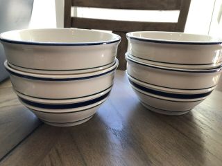 Tienshan Country Crock Stoneware Set Of 4 Soup Cereal Bowls 6” Blue And Green