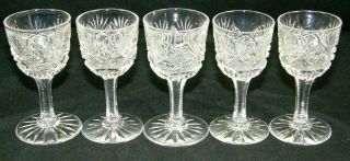 Antique Abcg Cut Glass Crystal 5 Cordials 2 J.  Hoare Corning American Brilliant