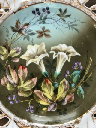 Antique C T Germany Carl Tielsch Porcelain Hand Painted Lily Plate Gold Accent 4