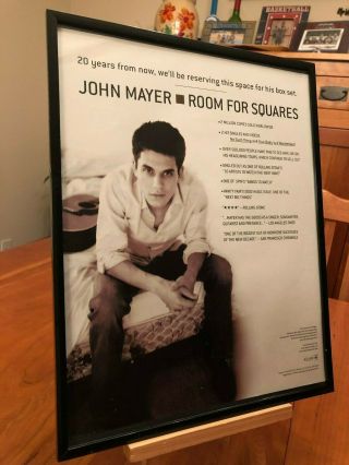 Big 11x14 Framed John Mayer " Room For Squares " Lp Album Cd Promo Ad