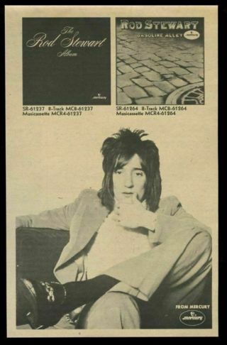 1971 Rod Stewart Photo Gasoline Alley & 1st Album Print Vintage Print Ad