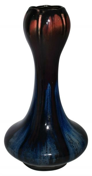 Belgium Pottery Tall Art Deco Flowing Glaze Ceramic Vase