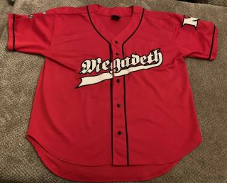 Vintage Red Rare Sewn Megadeth Baseball Style Jersey Tee Men’s Size Xl