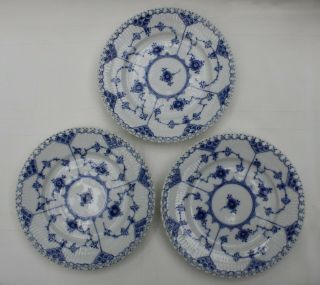 Vintage Royal Copenhagen Blue Fluted Full Lace Bread Plates 1/1088