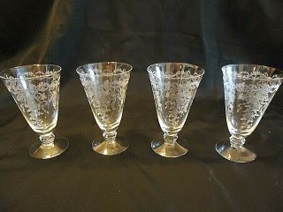 Fostoria Romance 6 " Ice Tea Water Goblets Set Of 4 - 12 Oz
