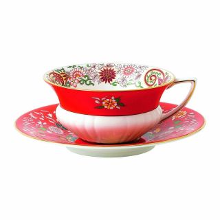 Wedgwood 40024021 Wonderlust Teacup & Saucer Set Crimson Orient,  2 Piece Jewel
