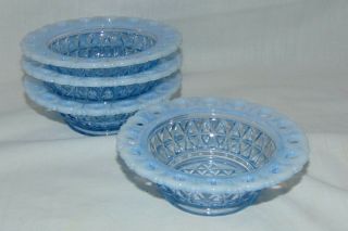 4 Imperial Laced Edge/ Katy Blue Blue Opalescent 4 1/2 " Berry/fruit Bowls