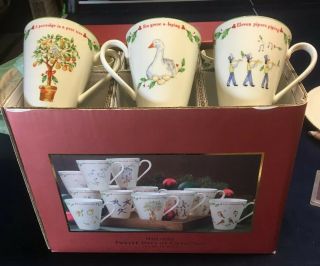 Lenox Holiday Twelve Days Of Christmas Mug Set Complete Set Of 12 In Orig.  Box