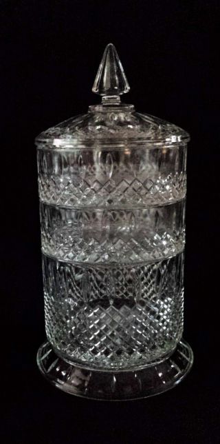 Indiana Glass 3 - Tier Lidded Stacking Princess Clear Apothecary Candy Dish W Base