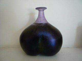 Kosta Boda Bertil Vallien Large Purple Volcano Art Glass Vase Signed