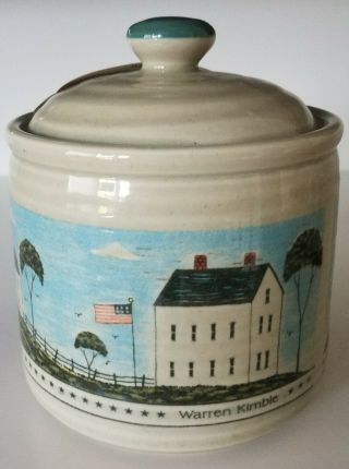 Vintage Otagiri Japan Pottery • Warren Kimble American Folk Art Lidded Jar