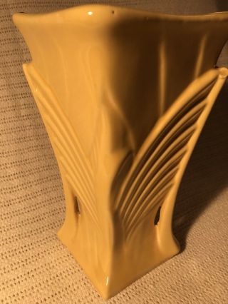 Vintage 1940s Mccoy Pottery Yellow Vase Art Deco 9 " Tall Detailed