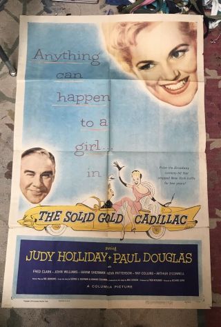 Judy Holliday Solid Gold Cadillac Orig One Sheet Movie Poster Hirschfeld Art