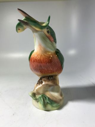 Herend Hungary Porcelain Hand Painted Kingfisher Bird Figurine Fish 3