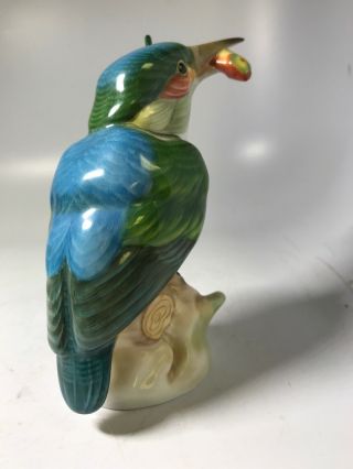 Herend Hungary Porcelain Hand Painted Kingfisher Bird Figurine Fish 5