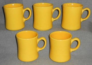 Set (5) Metlox Colorstax Pattern – Yellow Color Handled Mugs Made In California