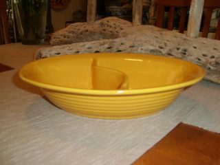 Vintage Bauer Pottery Ringware Chinese Yellow Divided Serving/vegetable Bowl