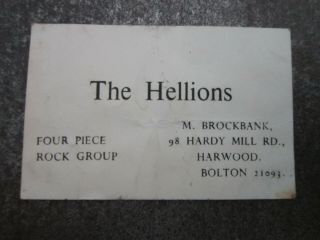 The Hellions Group Business Card Music Memorabilia