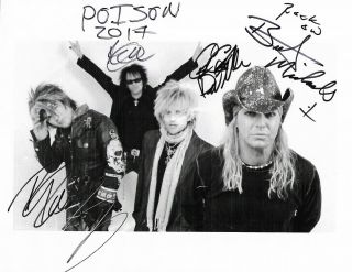 Autographed Photo 8x10 Bret Michaels And Poison,  All Members.  Signed In 2017.