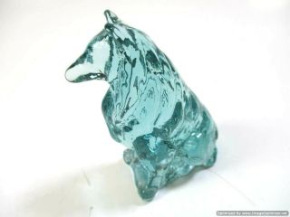 Mosser Collie / Sheltie Aqua Teal Green Glass Dog Figurine Paperweight
