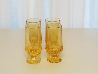 Franciscan Madeira Tiffin Glass Cornsilk Yellow/amber 6 1/2 " Footed Tea Goblet