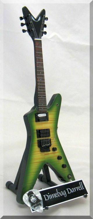 Dimebag Darrell Miniature Guitar Pantera Green W/ Guitar Pick