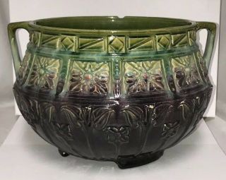 Antique 1900 Roseville Art Pottery Blended Majolica 506 14 " Jardiniere Planter
