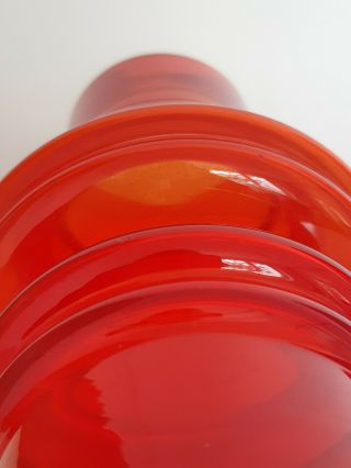 Retro modernist Scandinavian red glass hooped vase 1960 ' s / 70 ' s h 20cms 4