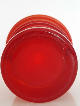 Retro modernist Scandinavian red glass hooped vase 1960 ' s / 70 ' s h 20cms 5
