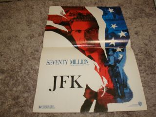 Jfk 1991 Box Office Ad Kevin Costner,  Lee Harvey Oswald With Rifle In U.  S.  Flag