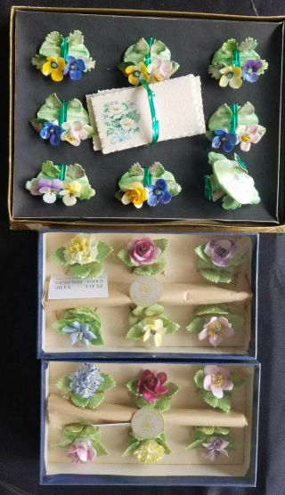 Royal Adderley Staffordshire Bone China Floral Place Card Holders 3 Boxes
