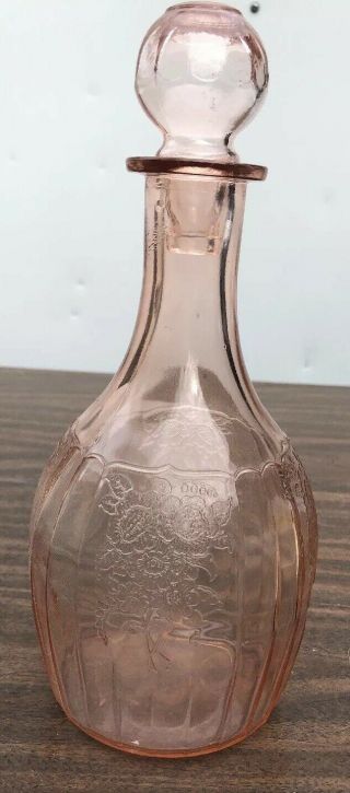 1930s Mayfair Pink By Anchor Hocking 10 - 3/4 " Decanter Open Rose Depression Glass