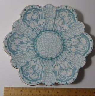 The Foley China Snowdrop Blue/white Rare 9 - Inch Serving Plate/dish,  Gold Edging