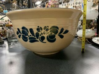 Pfaltzgraff USA Folk Art Mixing Bowl 8 quart Dough Bowl Blue Flowers on Tan 7