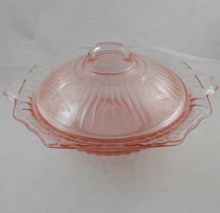 Pv02269 Hocking Pink Mayfair / Open Rose 10 " Covered Vegetable Bowl