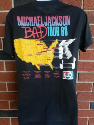 88 Vintage Ultra Rare Michael Jackson Bad Tour T Shirt King Of Pop Med