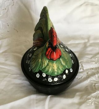 Fenton Hand Painted Hen On A Nest Signed By M.  Mihaliak