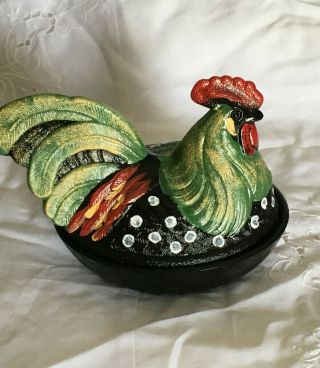 Fenton Hand Painted Hen On A Nest Signed By M.  Mihaliak 2