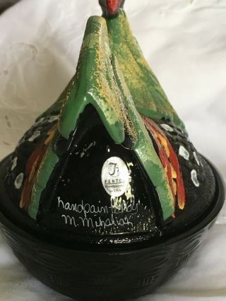 Fenton Hand Painted Hen On A Nest Signed By M.  Mihaliak 4